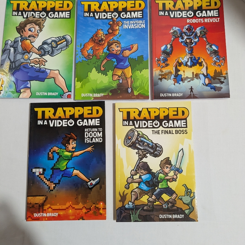 Trapped In A Video Game Books Lot Of 5 Dustin Brady Paperback 2028-19